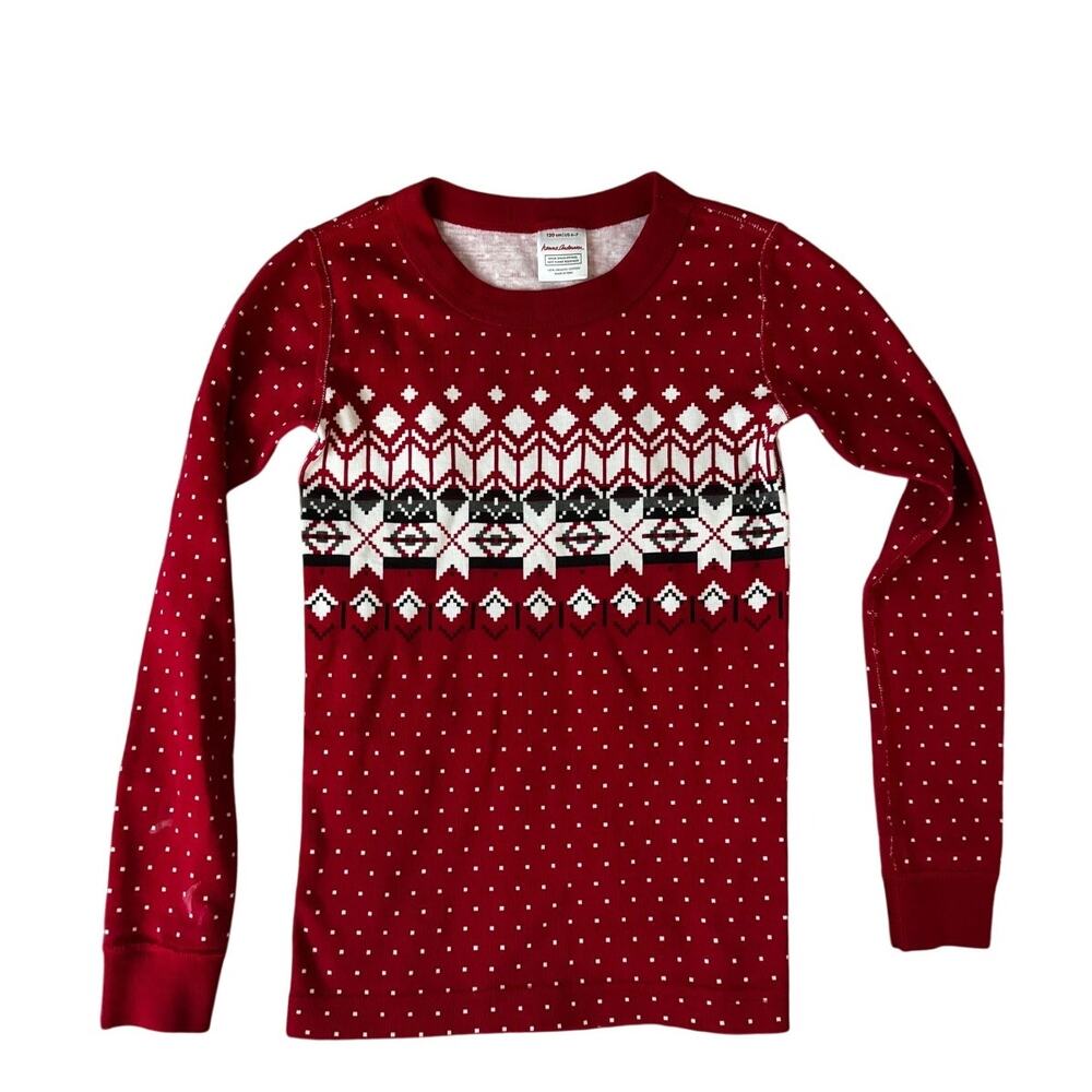 Hanna Andersson | Red Hertiage Fairisle Unisx Long John Pajama Top | Size 6-7
